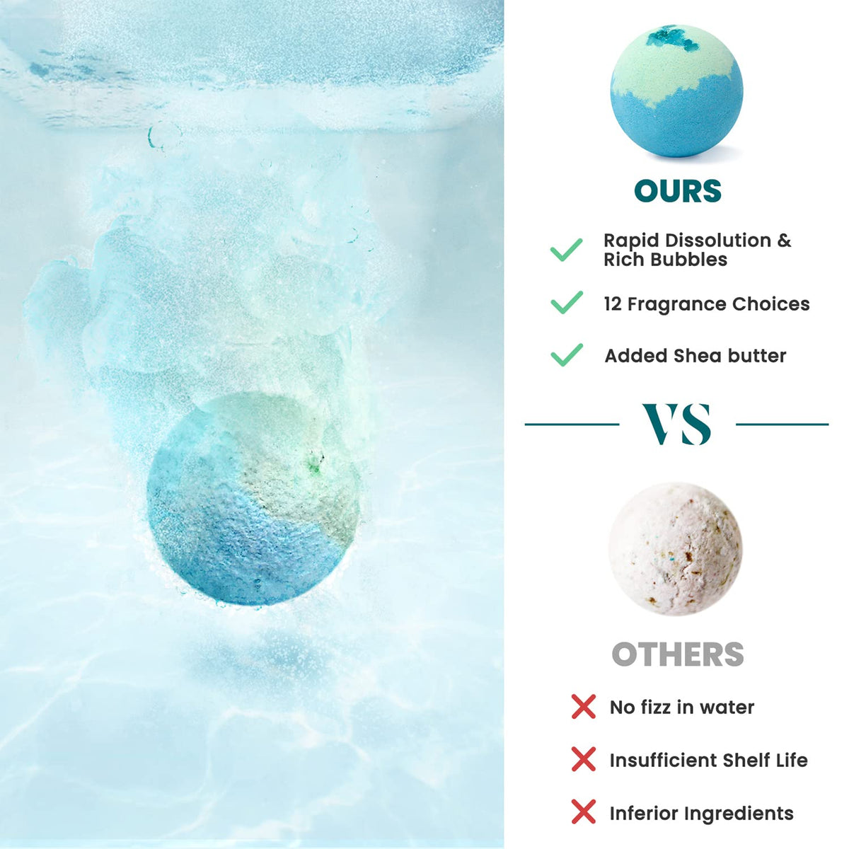 ZenBombs fizzing and releasing color in tub offering relaxing soak benefit