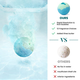 ZenBombs fizzing and releasing color in tub offering relaxing soak benefit