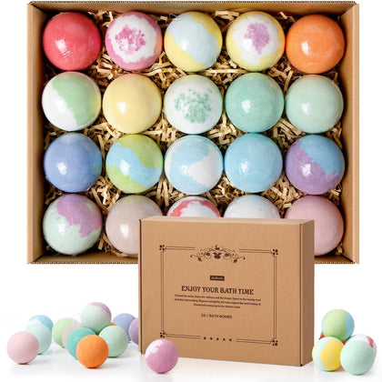 ZenBombs front packaging showing 20 bath bombs, gift-ready and colorful