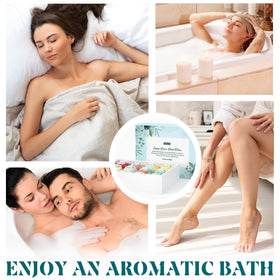 ZenBombs bath bomb in hand showing compact 2.19-ounce size benefit