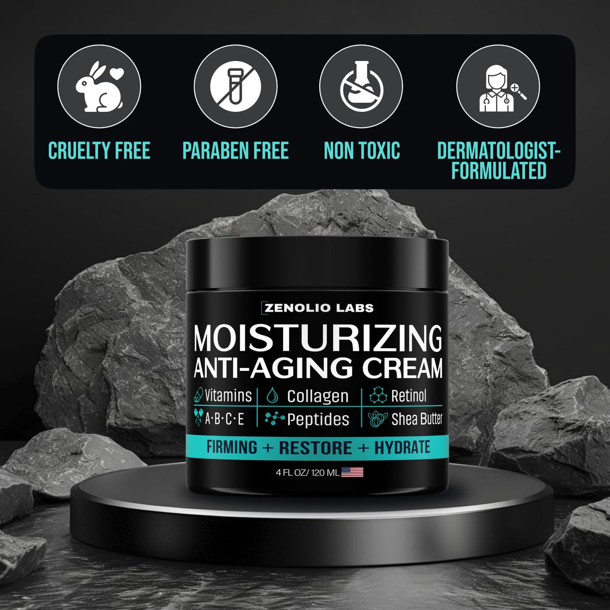 Zenolio Labs on bathroom shelf in lifestyle setting for everyday grooming routine