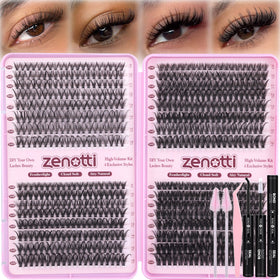 zenotti front package showing 640PCS kit and tools for versatile looks