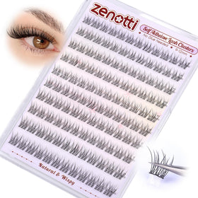 zenotti front packaging showing the pre-glued cluster lash set and compact tray for easy storage