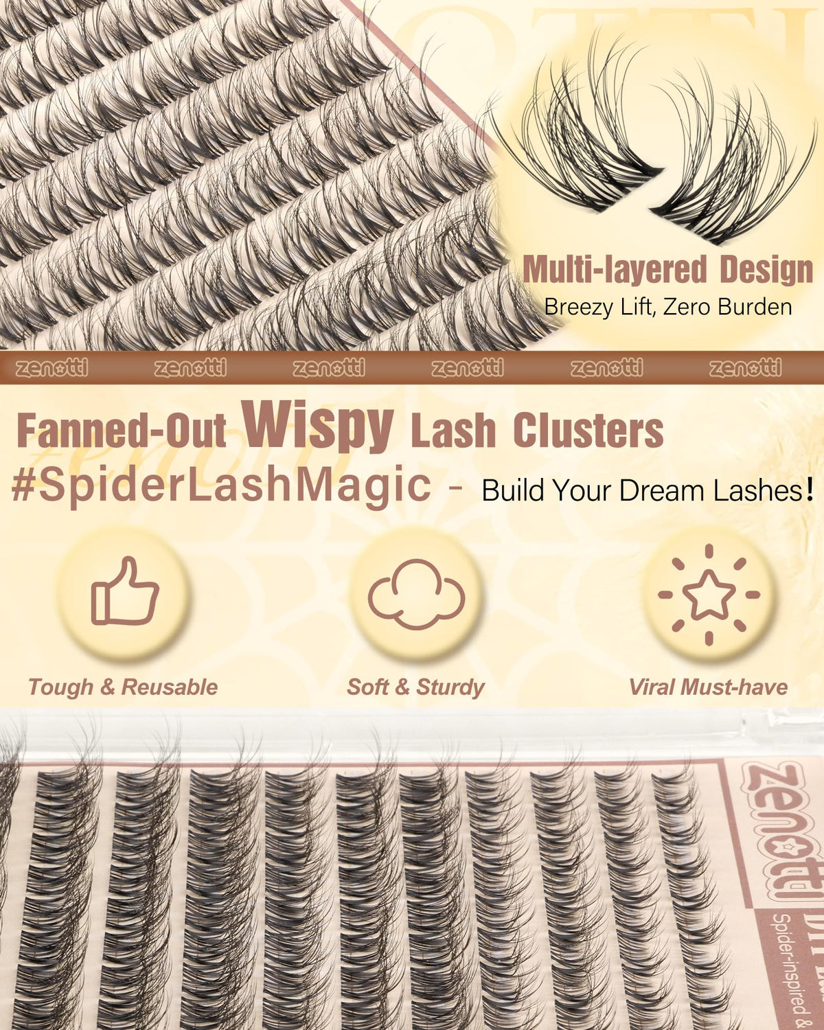 zenotti mixed 8–16mm lengths laid out to show customizable volume and shaping