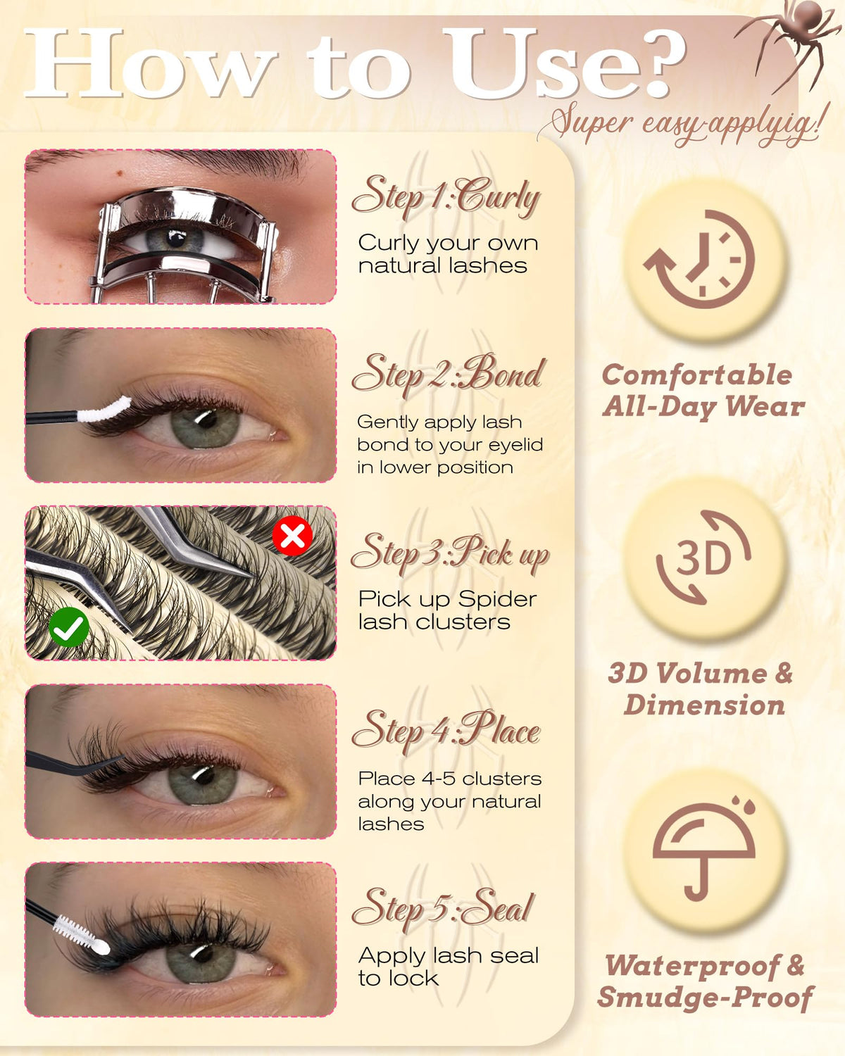 zenotti on-eye profile showing wispy D-curl lift and definition