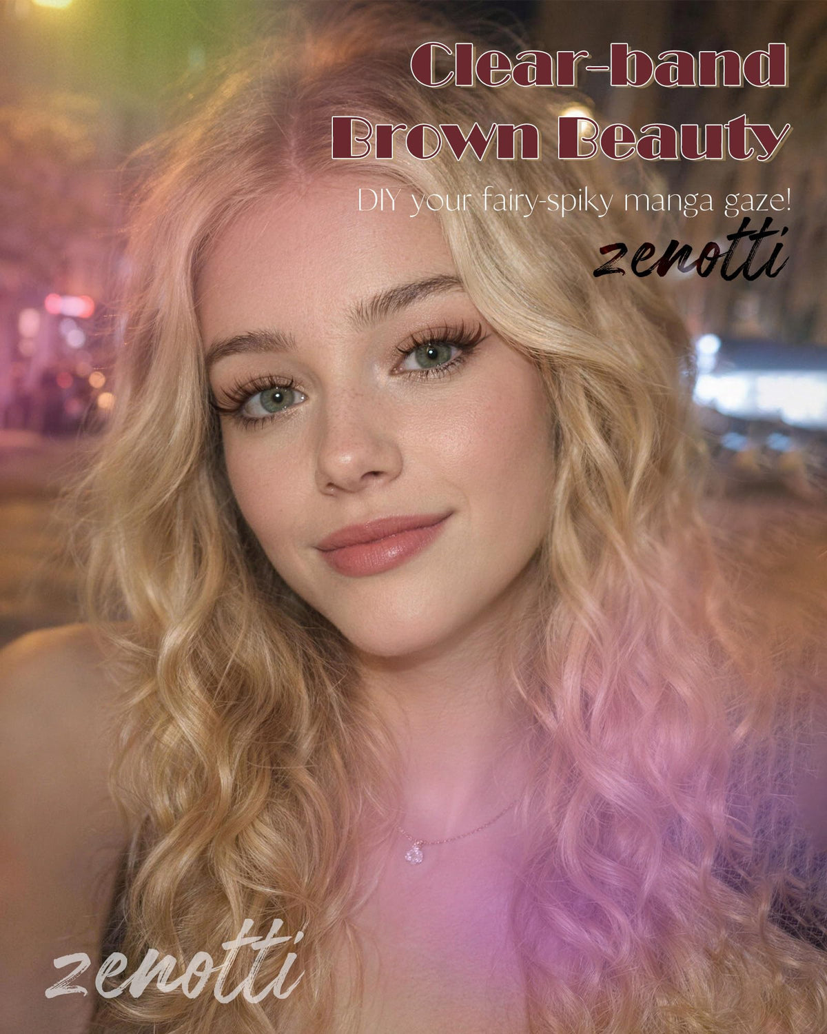 zenotti side profile eye showing C-curl lift and wide-eye effect