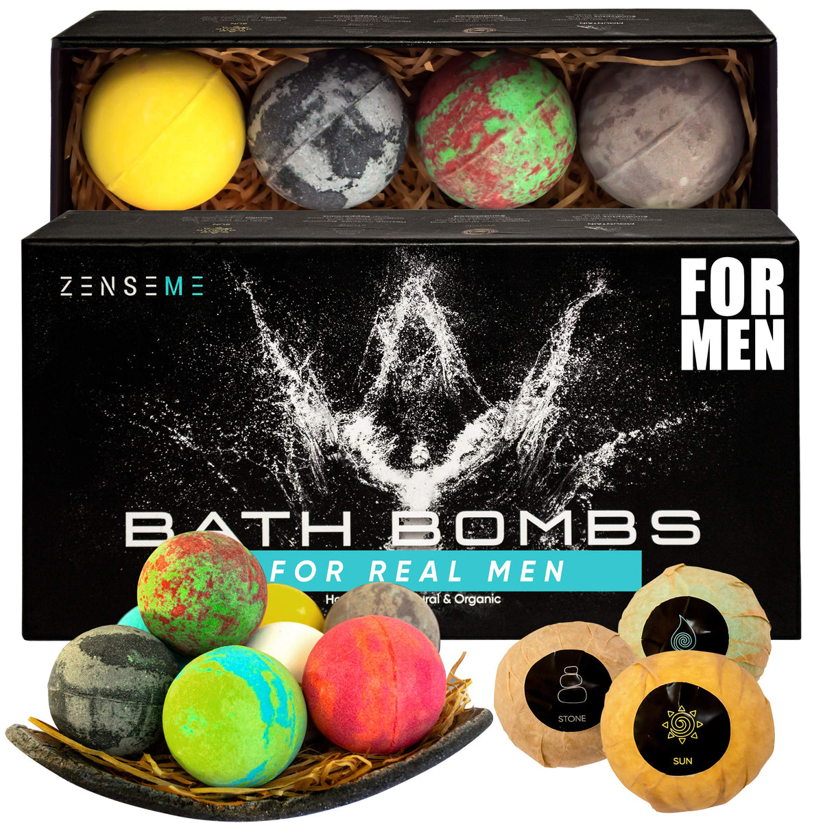 ZenseMe front packaging showing the eight-scent men's gift set and presentation