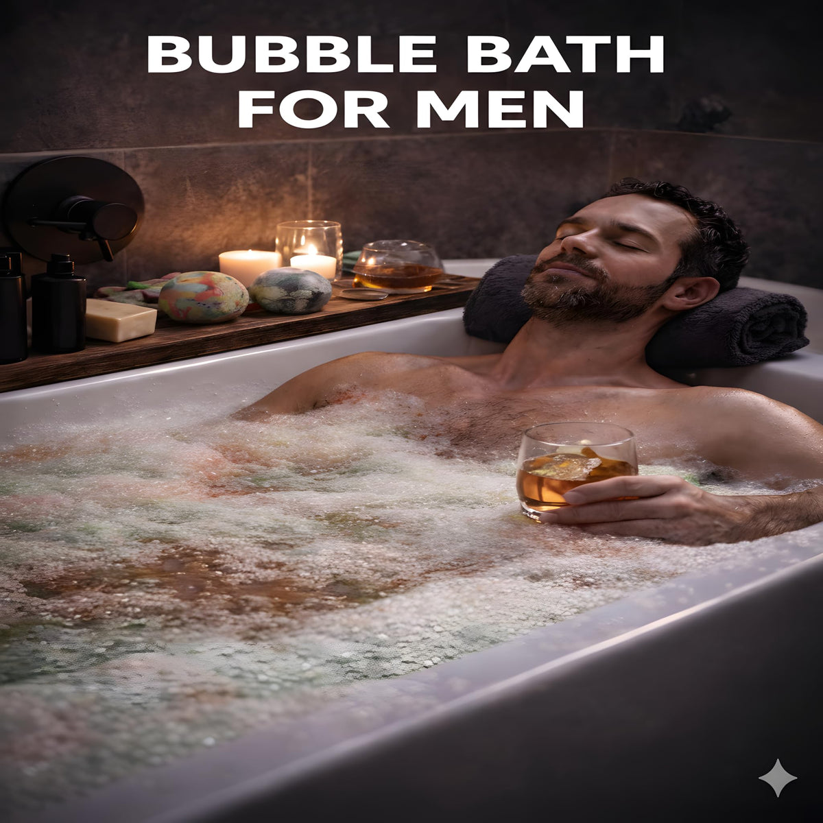 ZenseMe sandalwood bath bomb in hand showing size and masculine scent appeal
