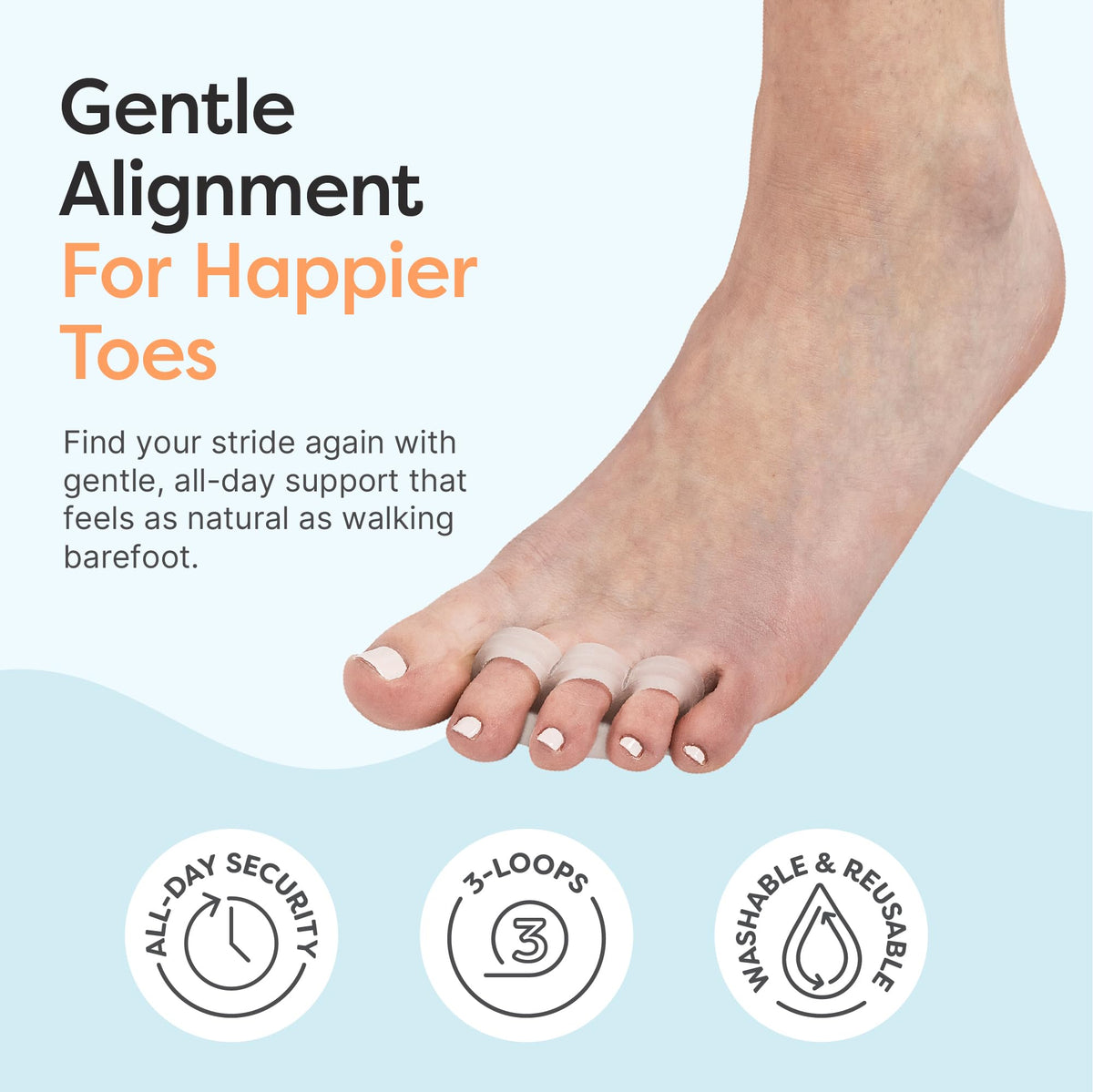ZenToes close-up of triple-loop detail for secure toe anchoring