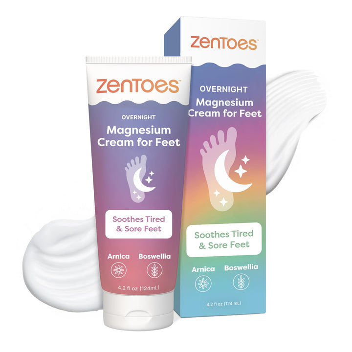ZenToes front packaging showing 4.2oz foot cream and calming label benefit