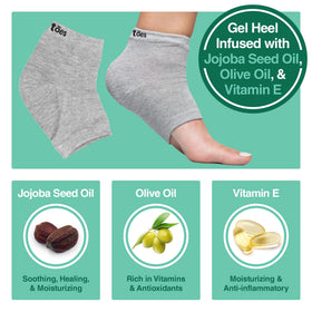 ZenToes heel gel close-up highlighting nourishing oils and targeted moisturization