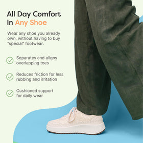 ZenToes inside a running shoe illustrating compatibility and comfort