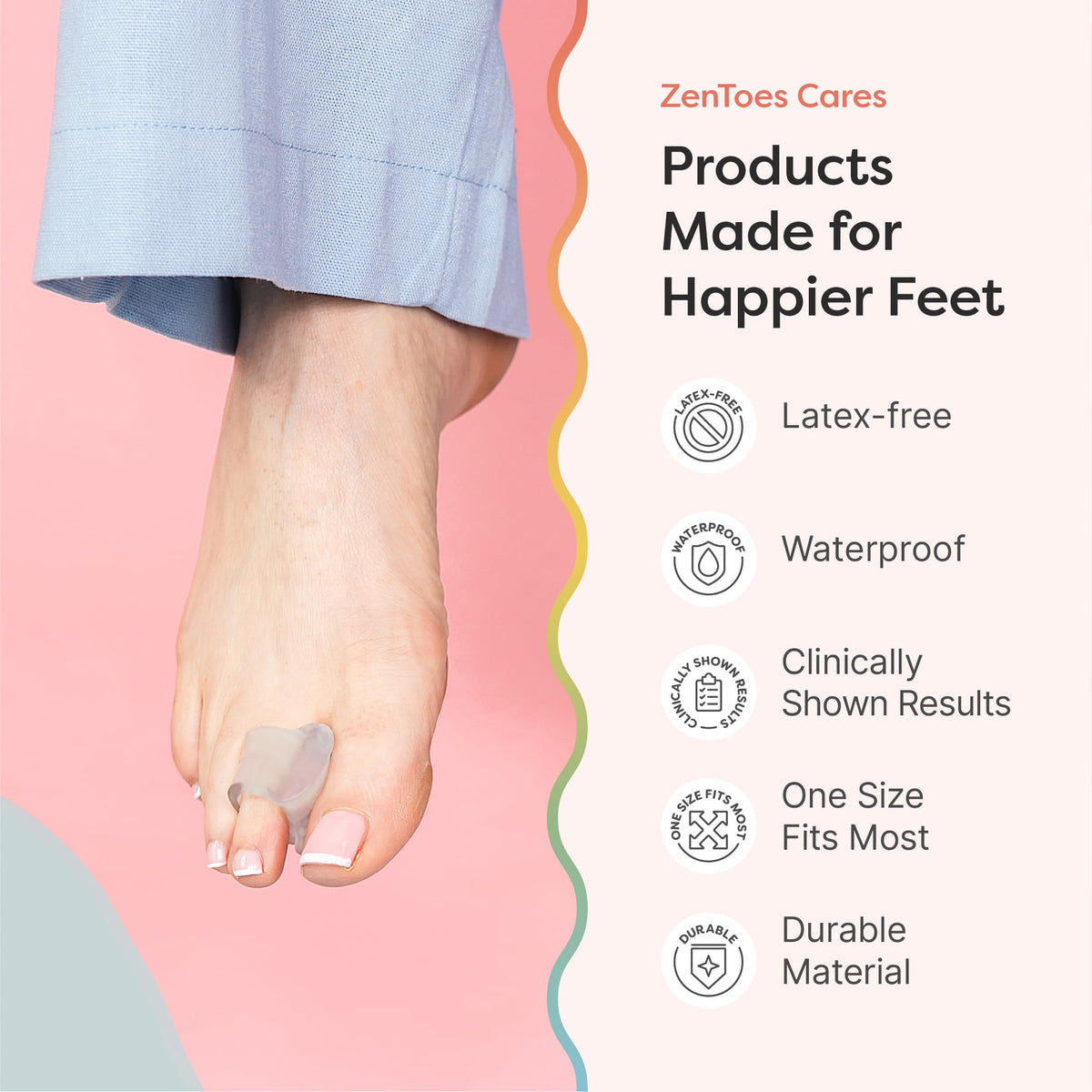 ZenToes separator being rinsed showing washable, reusable convenience