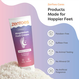 ZenToes tube held in hand showing 4.2oz scale for travel-friendly use
