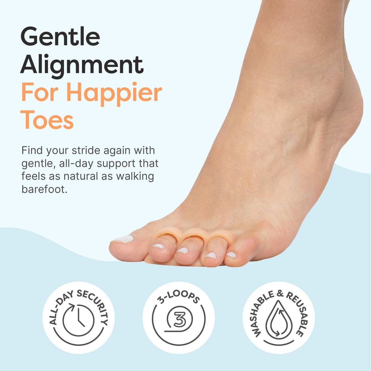 ZenToes close-up of SEBS gel texture highlighting soft cushion comfort