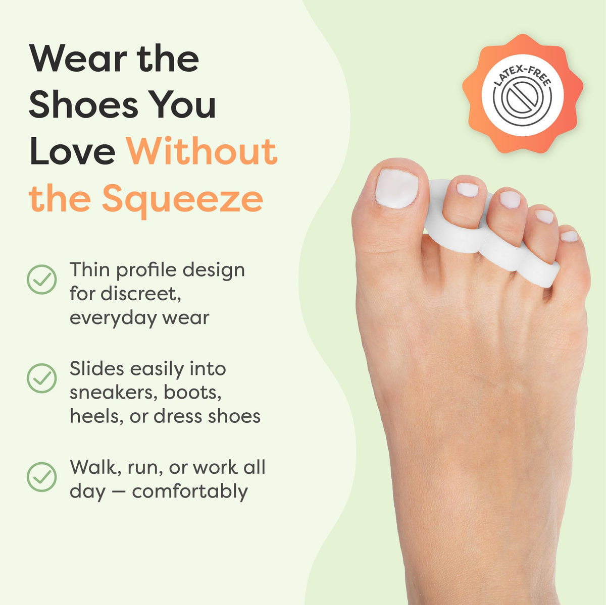 ZenToes triple loop detail displaying secure stretch loops to keep corrector in place