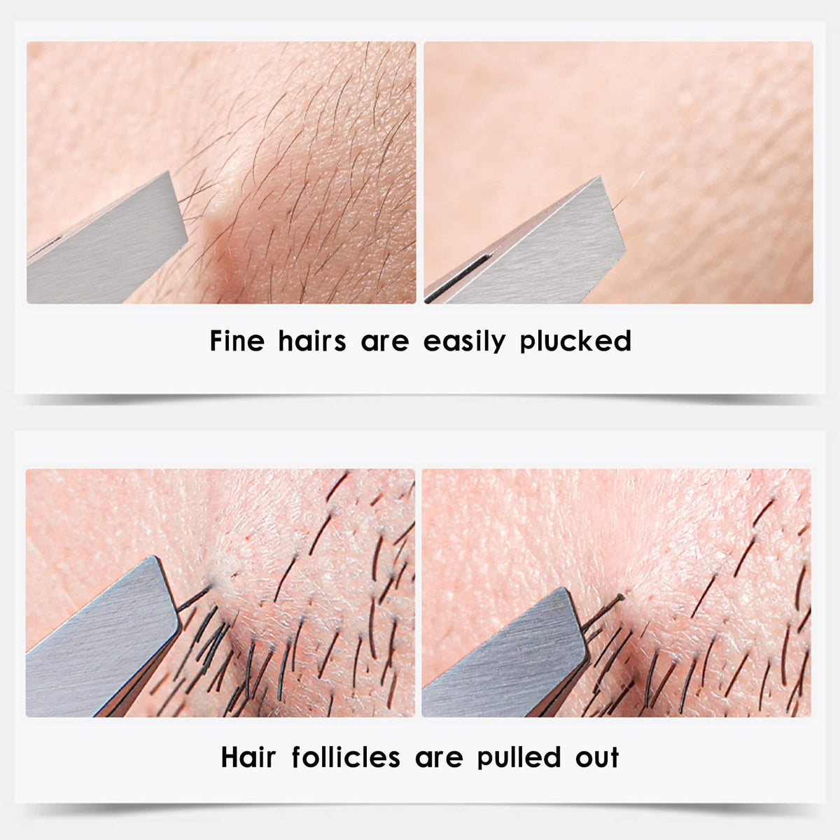 ZERNBER etched inner-tip detail gripping a fine hair for reliable slip-free extraction