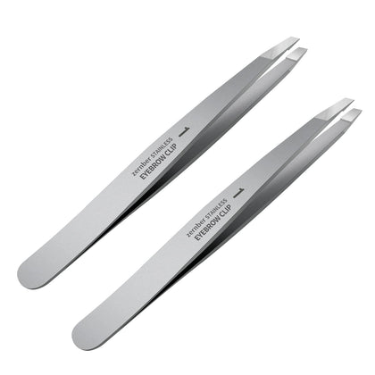 ZERNBER front view of slant tweezer pair highlighting professional design and precision