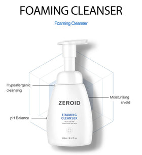 ZEROID rich foam texture closeup demonstrating gentle cleansing