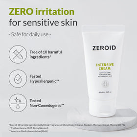 ZEROID tube beside common items showing 80ml size and travel-friendly benefit