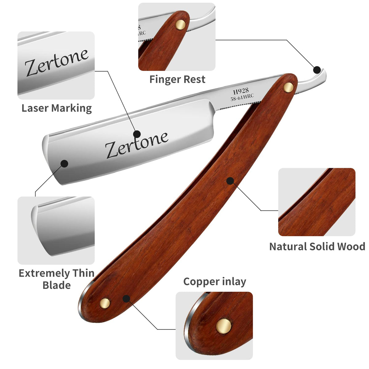 Zertone close-up of carbon steel blade edge for lasting sharpness