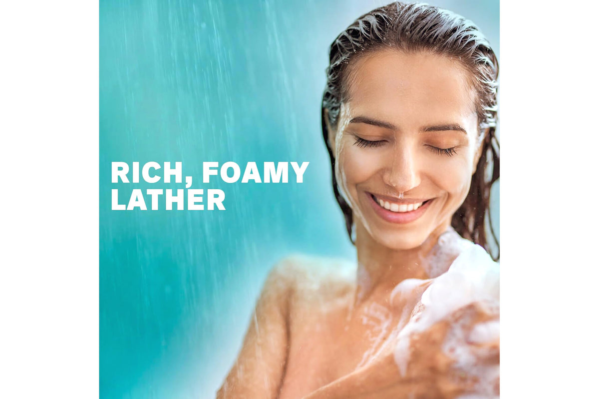 Zest bottle in shower setting highlighting refreshing Aqua scent