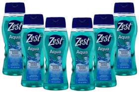 Zest front packaging showing Aqua scent and moisturizing benefit