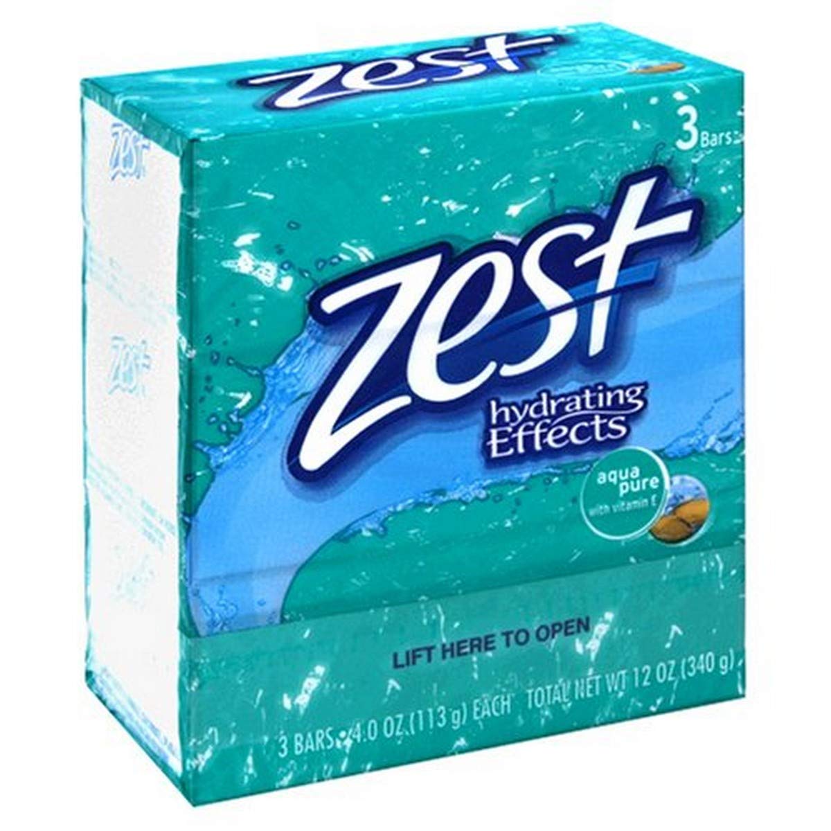 Zest front packaging showing three 4 oz bars and compact box for easy storage