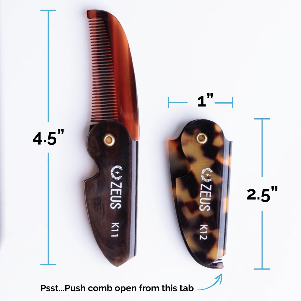 ZEUS tortoiseshell comb detail emphasizes plant-based cellulose acetate finish