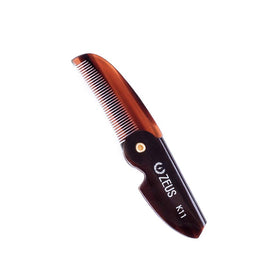 ZEUS folding mustache comb front closed shows compact pocket-friendly protection