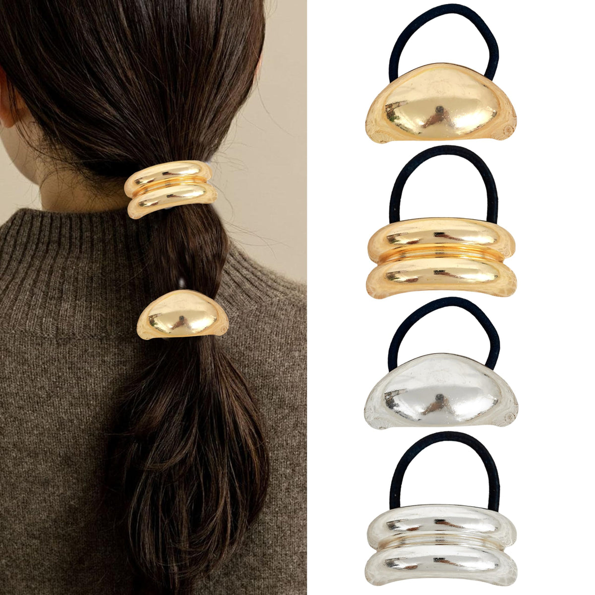 ZEYER front view of gold and silver hair cuffs showing set benefits