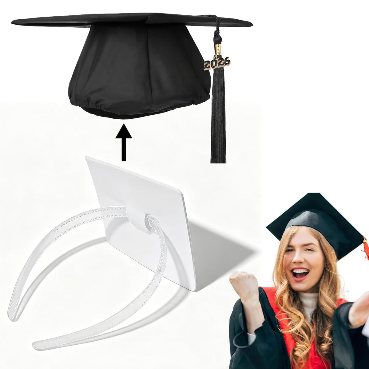 ZEYER front view of headband keeping mortarboard stable and secure