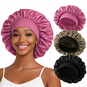 ZHENSILK bonnet front view showing smooth satin and protective coverage