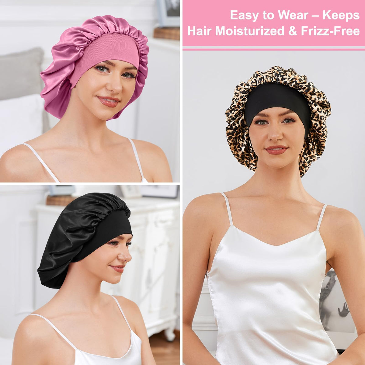 ZHENSILK bonnet size comparison in hand demonstrating roomy fit for braids