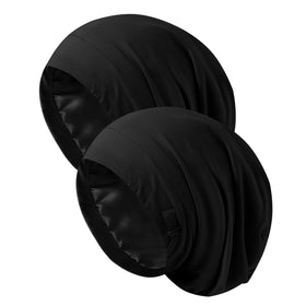 ZHENSILK front view of black bonnet showing sleek fit and protection