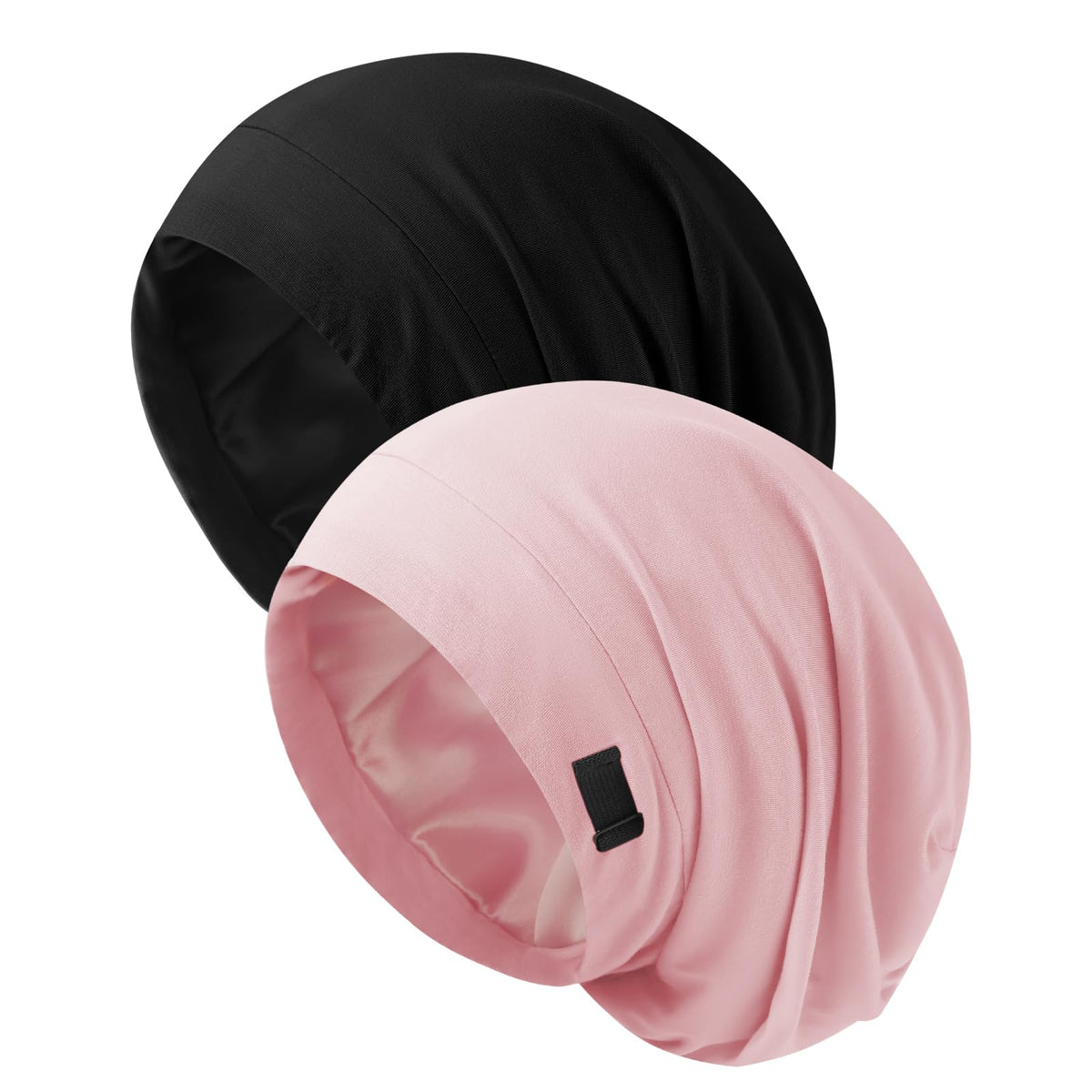 ZHENSILK front view of sleep bonnet beanie showing protective fit and style