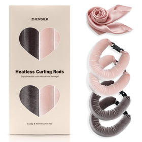 ZHENSILK front packaging showing four velvet curl rods and box, presents benefit of ready-to-gift convenience