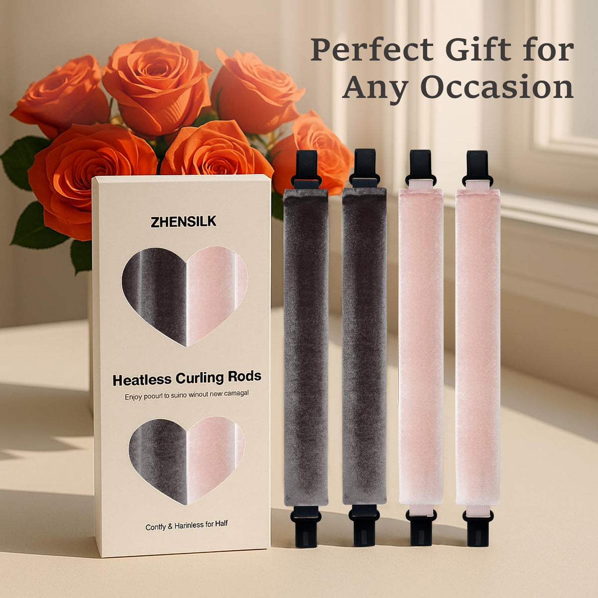 ZHENSILK gift box presentation with rods arranged, suggests ideal present for hair-care lovers