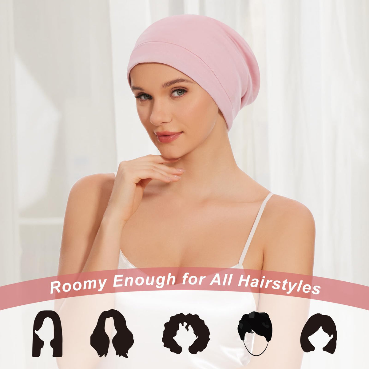 ZHENSILK bonnet in hand demonstrating compact size and easy packing