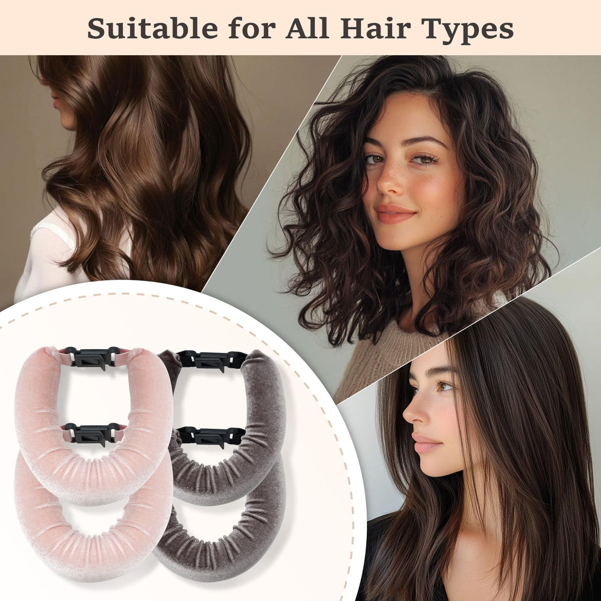 ZHENSILK size scale comparison with ruler, clarifies rod length and suitability for various hair lengths