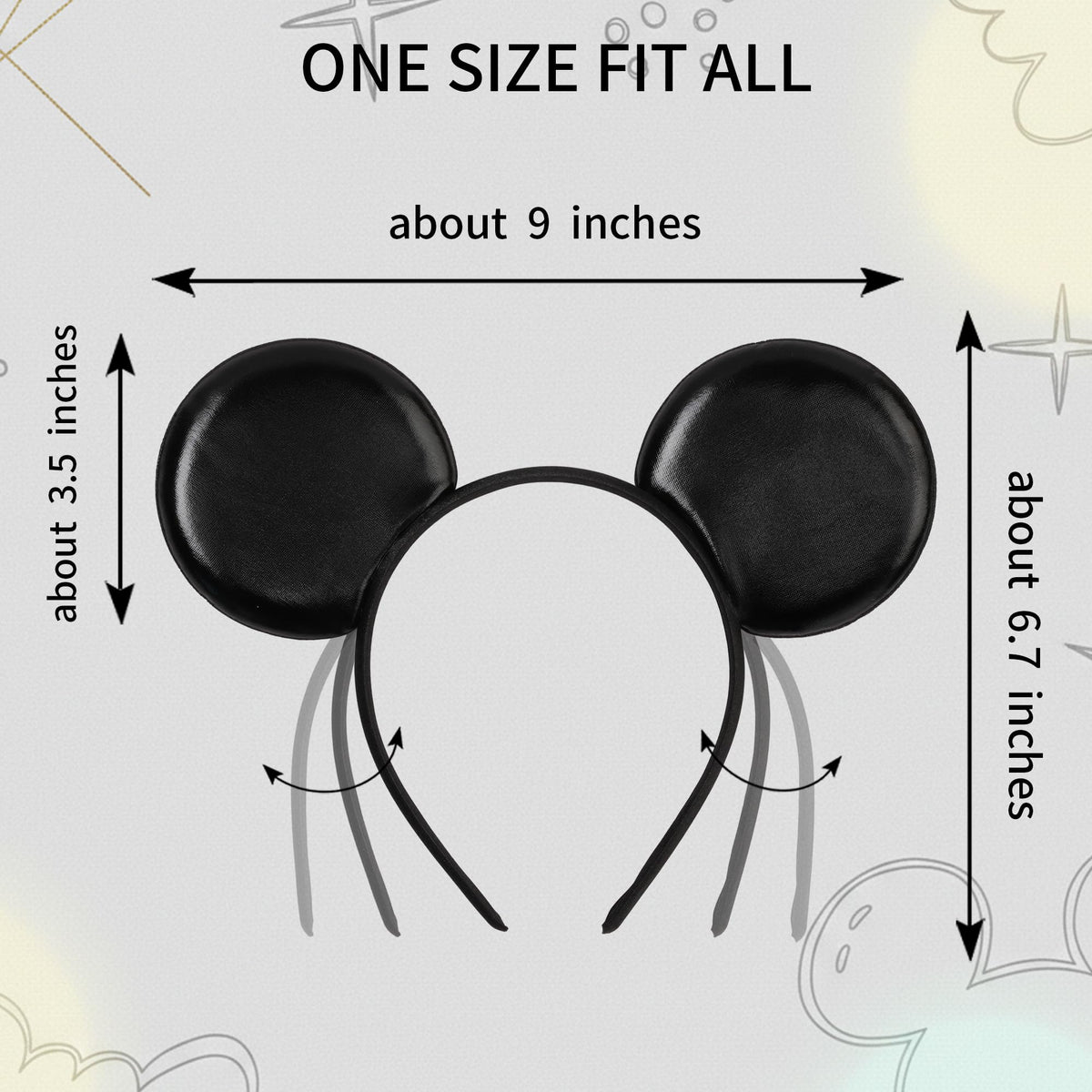 zhezesmila headband next to ruler showing 3.5-inch ear size for travel-friendly scale benefit