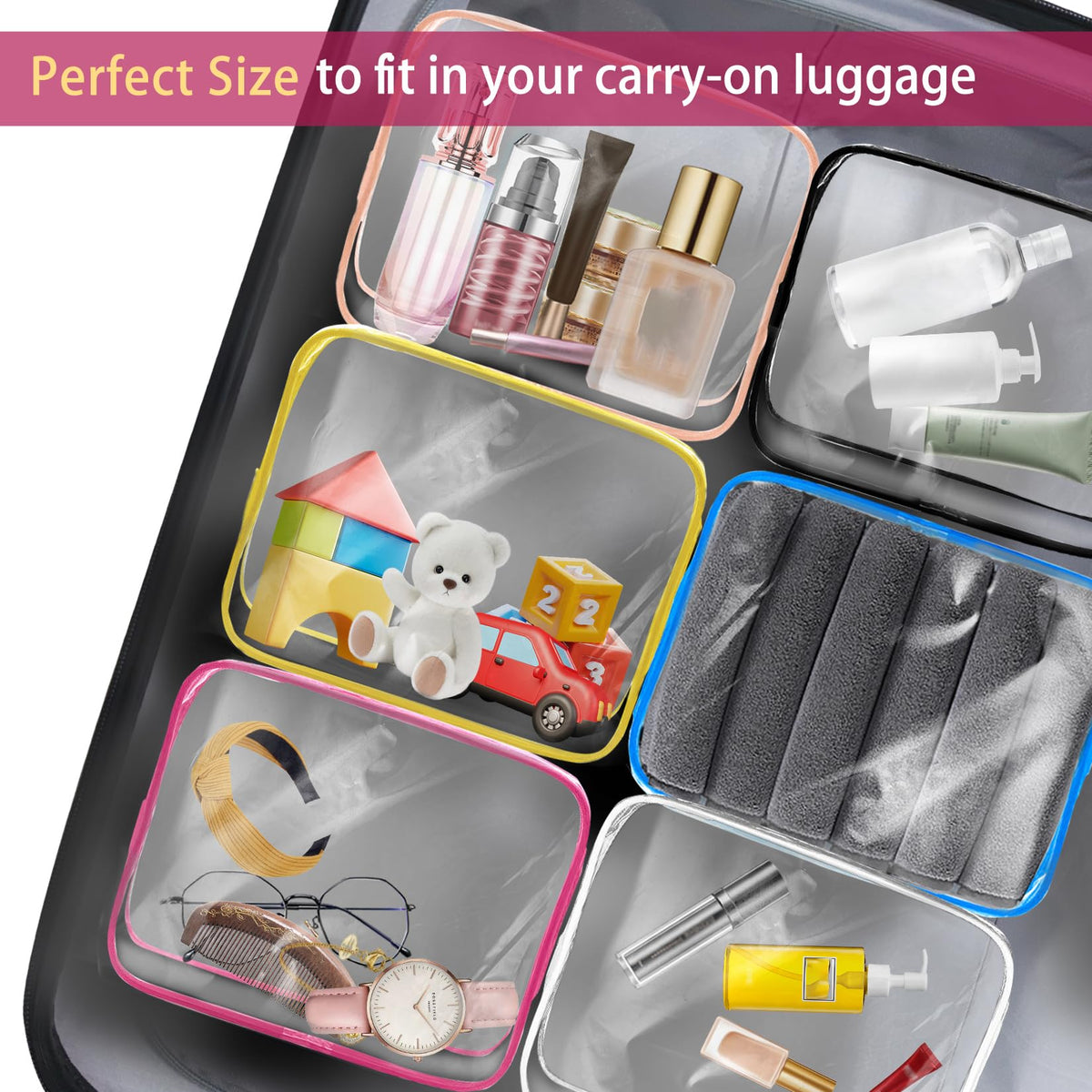 ZHOOGE toiletry bag inside suitcase during packing showing travel convenience