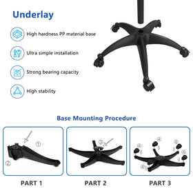 ZHOOGE five swivel casters and PP five-star base for smooth mobility and stability