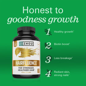 ZHOU Hairfluence keratin ingredient illustration showing key protein benefit for hair structure