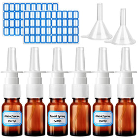 ZHWKMYP front view of six amber nasal spray bottles showing compact kit