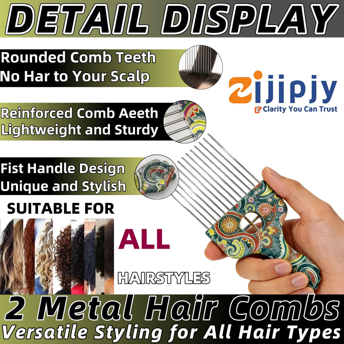 Zijipjy fist handle with waist-flower detail for secure grip and comfortable styling
