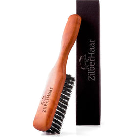 ZilberHaar beard brush front view showing shape and bristle layout for smoother grooming