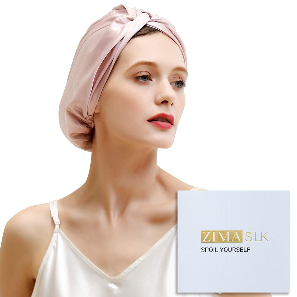 ZIMASILK bonnet front view shows smooth silk and comfortable fit benefit