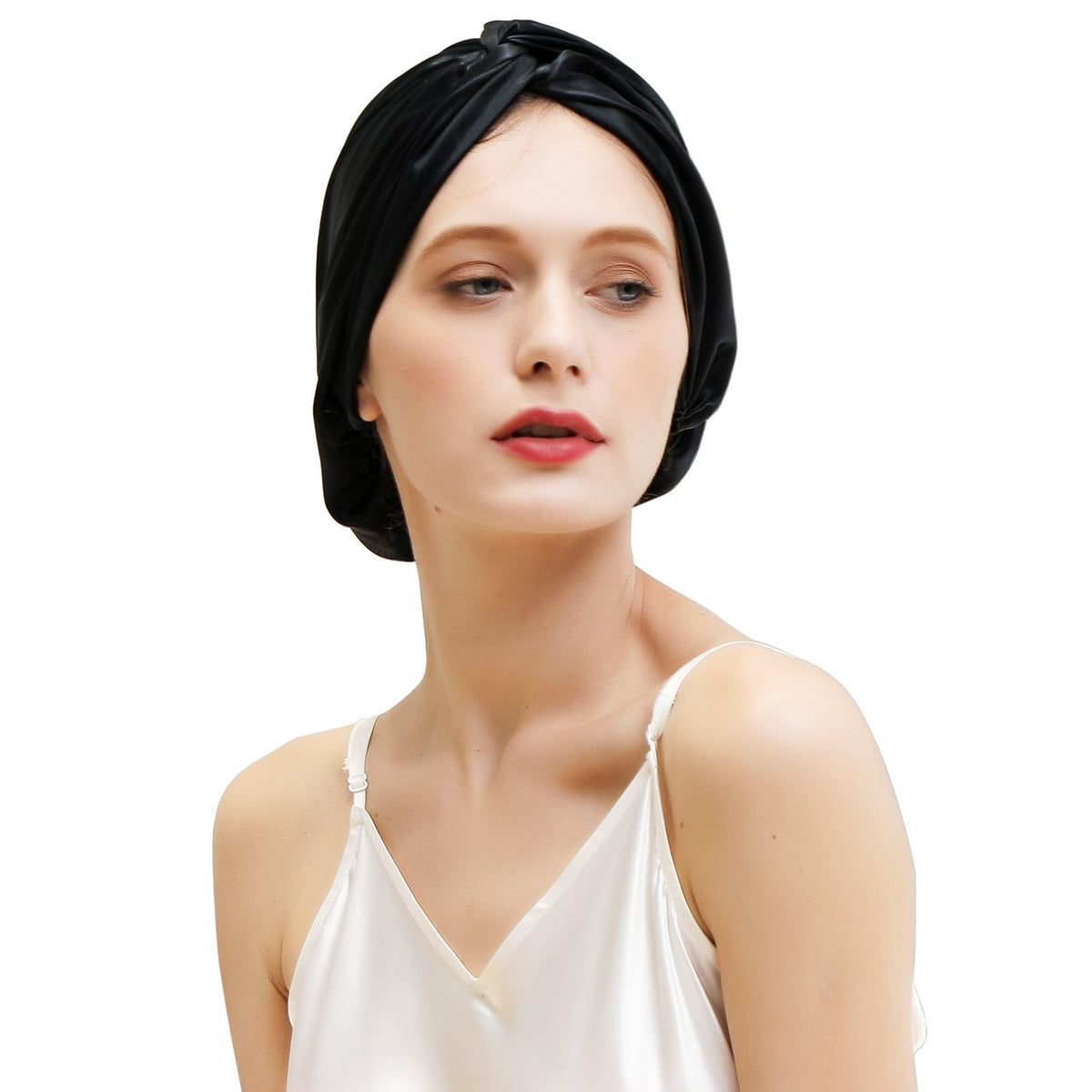 ZIMASILK bonnet front view showing elegant black finish and comfortable fit