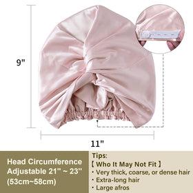 ZIMASILK bonnet on measuring display showing suitable head-size fit benefit